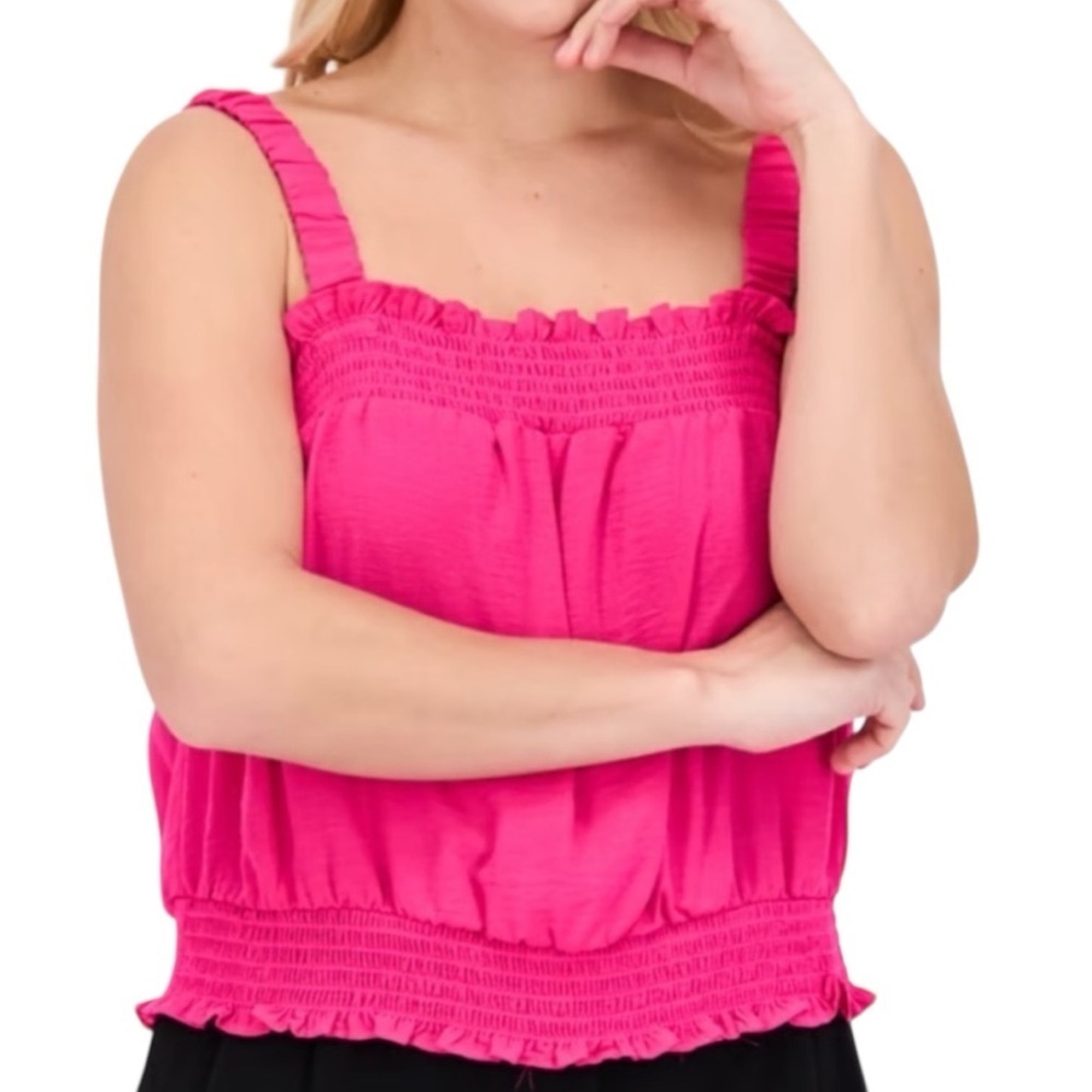 NWT RILEY & RAE Smock Stretch Ruffle Hem Sleeveless Tank Top Size Medium